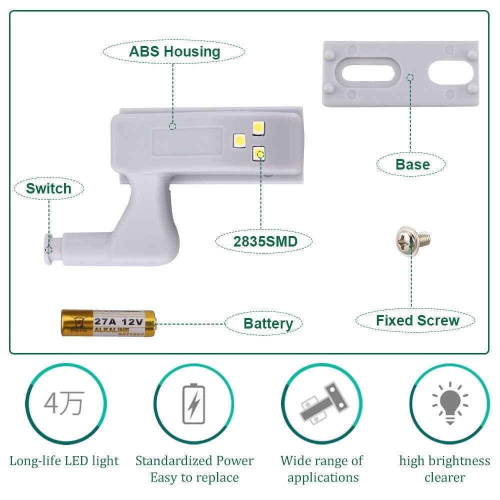 10 pcs Cabinet Hinge LEDs - Sensor Lights