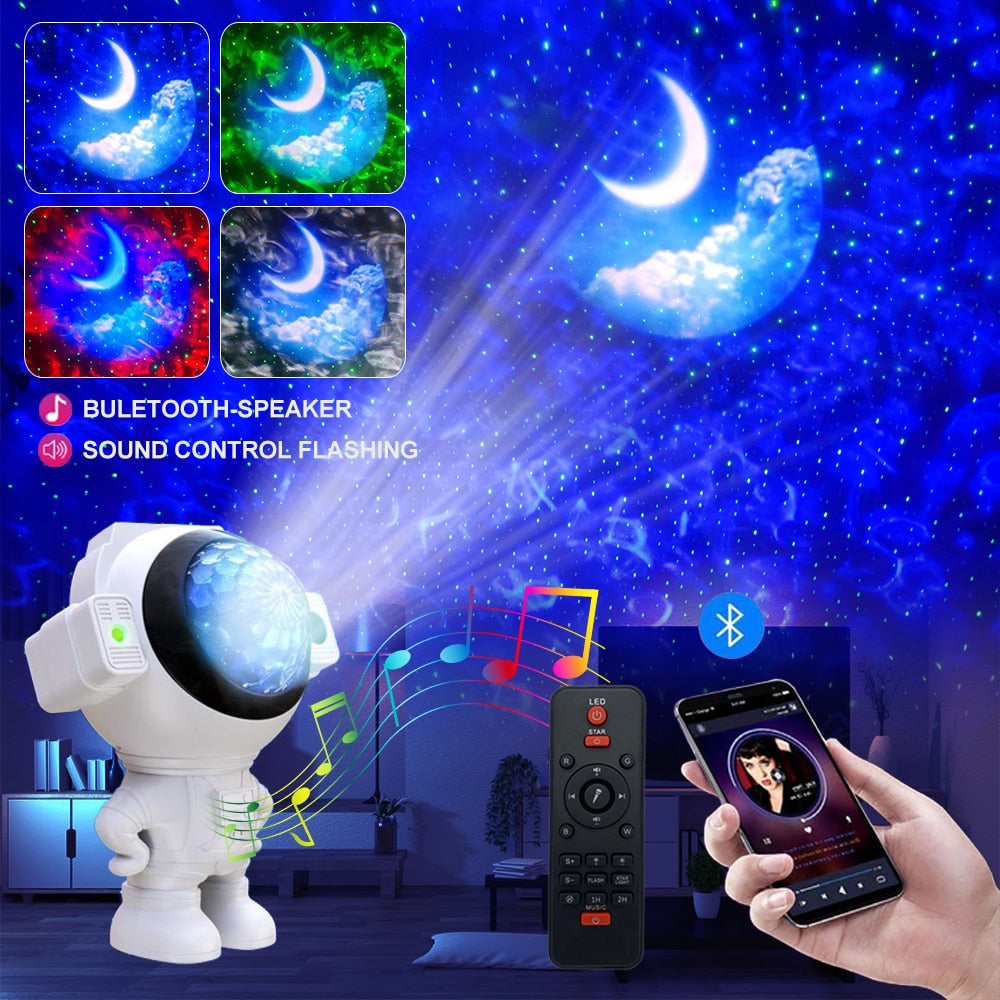 Galaxy Night Light Star Projector Astronaut With Keychain 